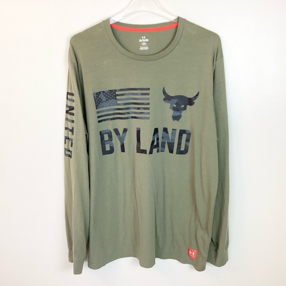 Under Armour Project Rock Veterans Day By Land Long Sleeve T-shirt - Green - XL - Picture 1 of 7